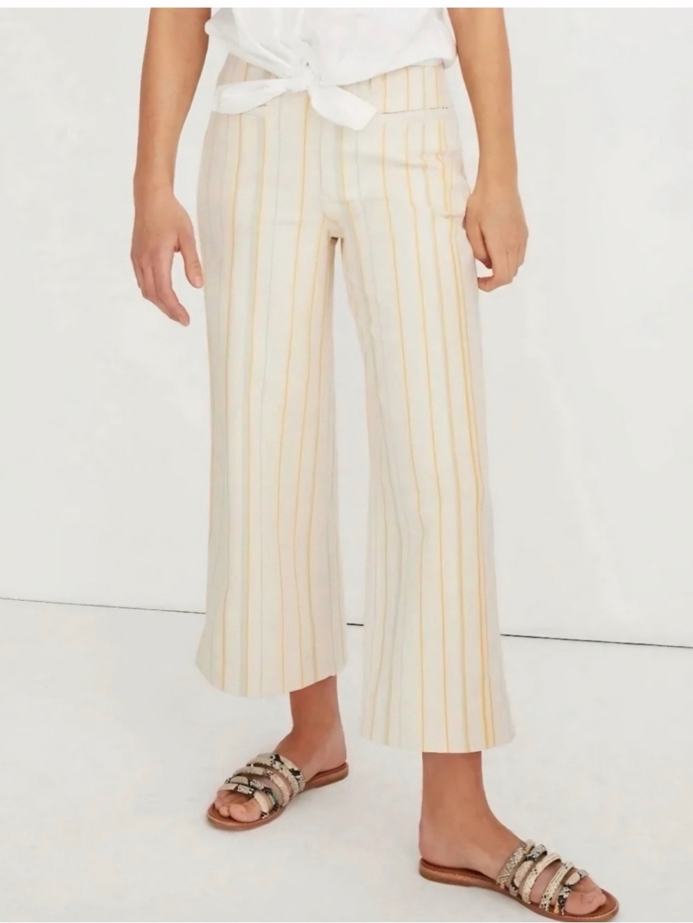 Madewell The Emmett Women’s Wide Leg Crop Pants Striped Size 27
